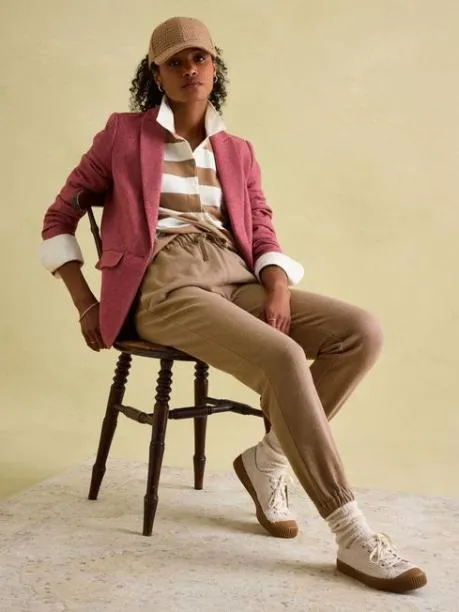 Rugby Shirts Women Joules Tan Brown Boxy Fit Rugby Shirt