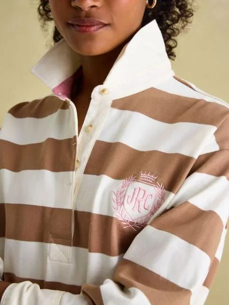 Rugby Shirts Women Joules Tan Brown Boxy Fit Rugby Shirt