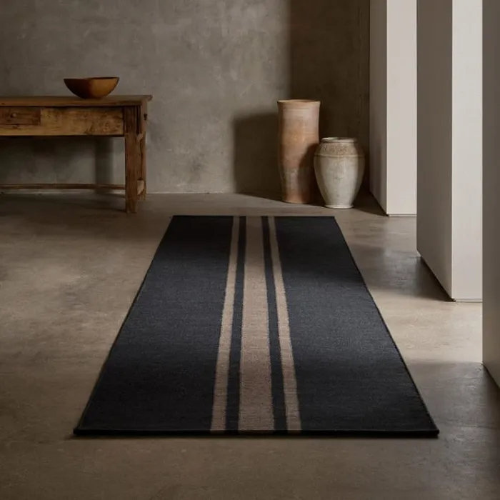 Rugs Runners House James Perse 35FT X 14FT Three Stripe Runner Anthracitemule
