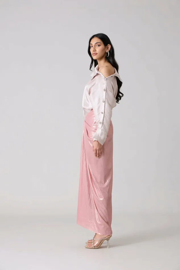 Scarlet Sage CoOrd Sets Antonia Set 8211 Metallic Ash Pink 8211 Women