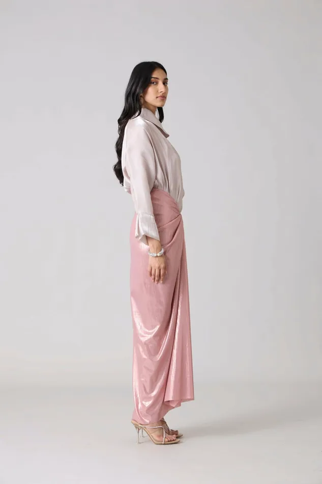 Scarlet Sage CoOrd Sets Antonia Set 8211 Metallic Ash Pink 8211 Women