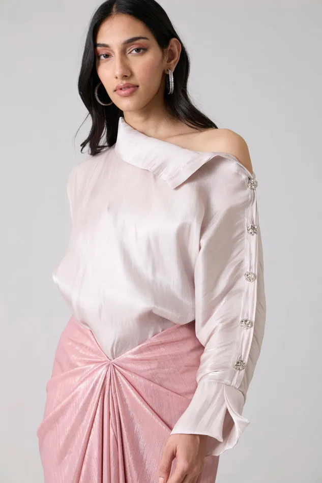 Scarlet Sage CoOrd Sets Antonia Set 8211 Metallic Ash Pink 8211 Women