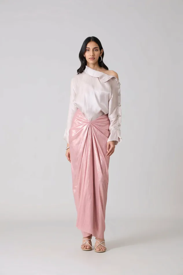 Scarlet Sage CoOrd Sets Antonia Set 8211 Metallic Ash Pink 8211 Women