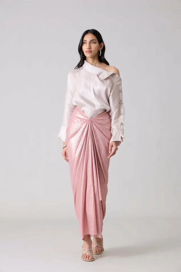 Scarlet Sage CoOrd Sets Antonia Set 8211 Metallic Ash Pink 8211 Women