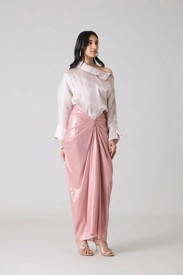 Scarlet Sage CoOrd Sets Antonia Set 8211 Metallic Ash Pink 8211 Women