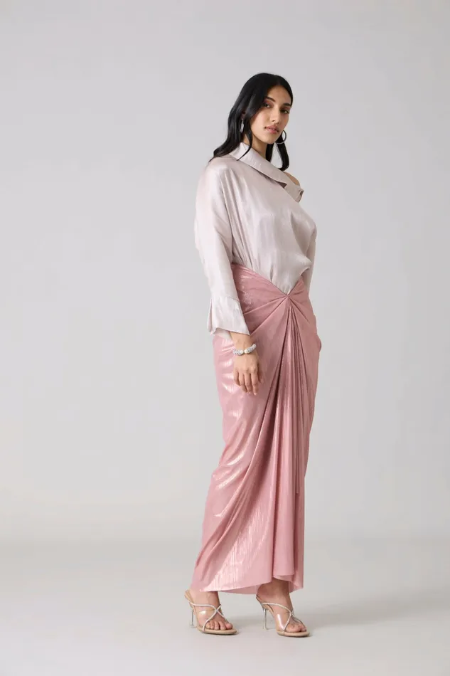 Scarlet Sage CoOrd Sets Antonia Set 8211 Metallic Ash Pink 8211 Women