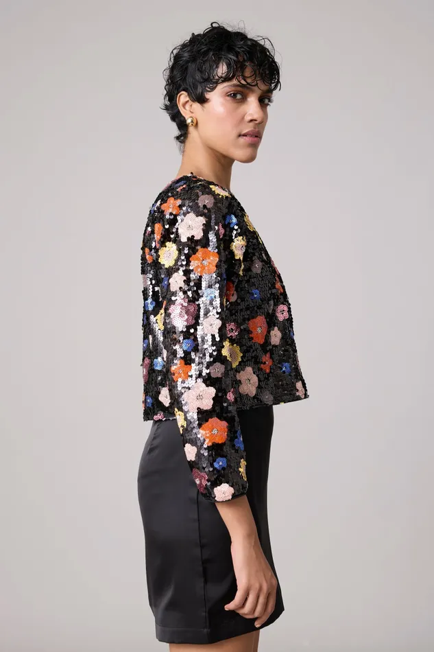 Scarlet Sage Dresses Paige Sequence Flower Dress Set 8211 Black 8211 Women