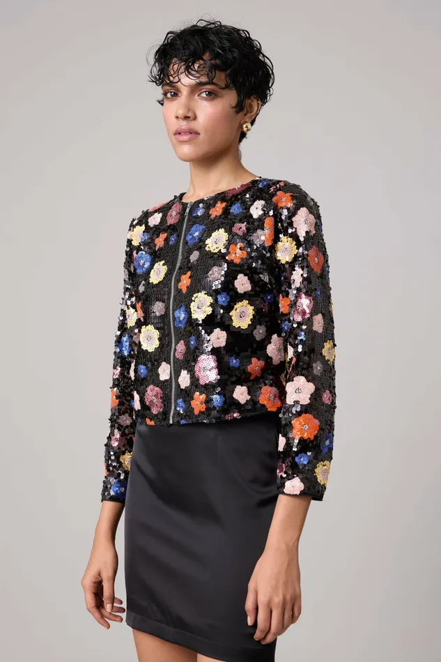 Scarlet Sage Dresses Paige Sequence Flower Dress Set 8211 Black 8211 Women