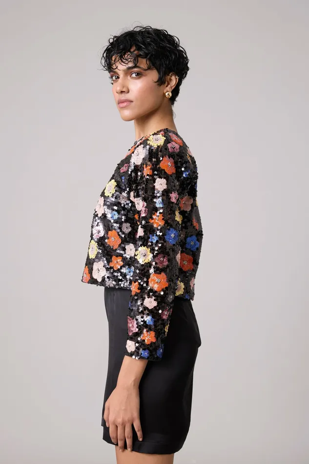 Scarlet Sage Dresses Paige Sequence Flower Dress Set 8211 Black 8211 Women