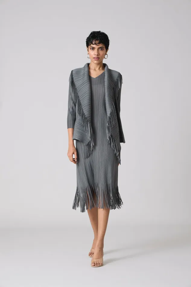 Scarlet Sage Dresses Sasha Fringe Dress 8211 Grey 8211 Women