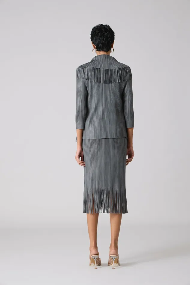 Scarlet Sage Dresses Sasha Fringe Dress 8211 Grey 8211 Women