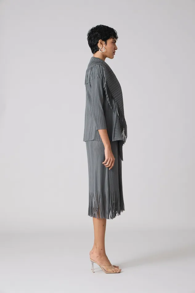 Scarlet Sage Dresses Sasha Fringe Dress 8211 Grey 8211 Women