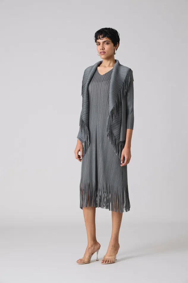 Scarlet Sage Dresses Sasha Fringe Dress 8211 Grey 8211 Women
