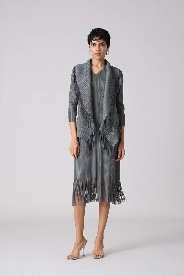 Scarlet Sage Dresses Sasha Fringe Dress 8211 Grey 8211 Women