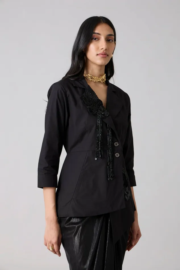Scarlet Sage Overlays Atrina Applique Jacket 8211 Black 8211 Women