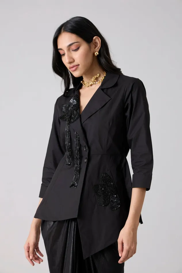 Scarlet Sage Overlays Atrina Applique Jacket 8211 Black 8211 Women