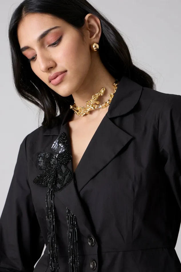Scarlet Sage Overlays Atrina Applique Jacket 8211 Black 8211 Women