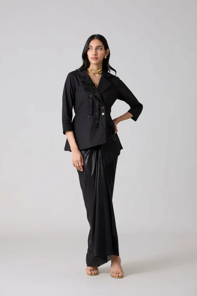 Scarlet Sage Overlays Atrina Applique Jacket 8211 Black 8211 Women