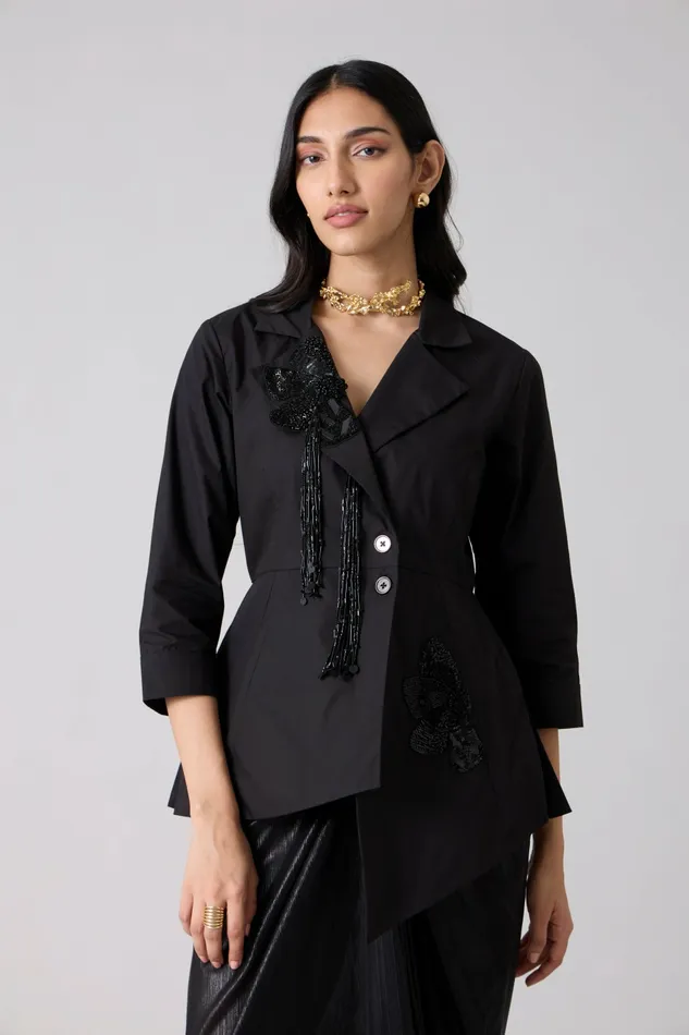 Scarlet Sage Overlays Atrina Applique Jacket 8211 Black 8211 Women