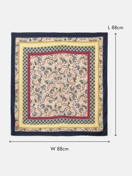 Scarves Women Joules Multi Square Silk Scarf