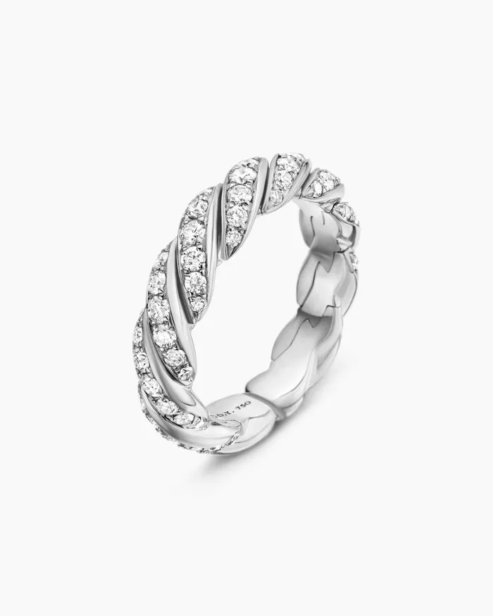Sculpted Cable Flex Band Ring In 18K White Gold 5mm Women David Yurman Band