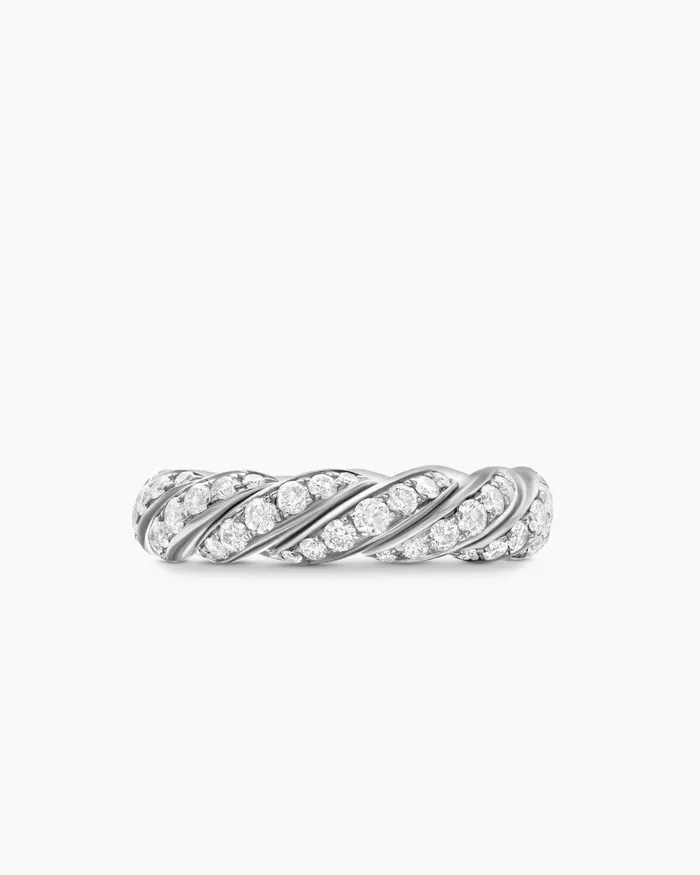 Sculpted Cable Flex Band Ring In 18K White Gold 5mm Women David Yurman Band