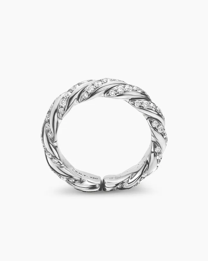Sculpted Cable Flex Band Ring In 18K White Gold 5mm Women David Yurman Band