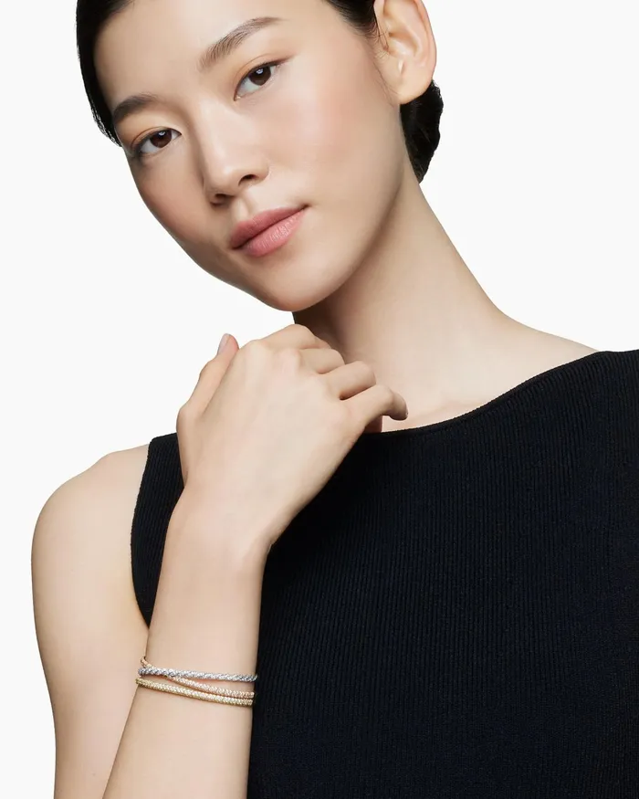 Sculpted Cable Flex Three Row Bracelet In 18K Gold 21mm Women David Yurman Bangle Sculpted Cable Flex Three Row Bracelet In 18K Gold 21mm Women David Yurman Bangle