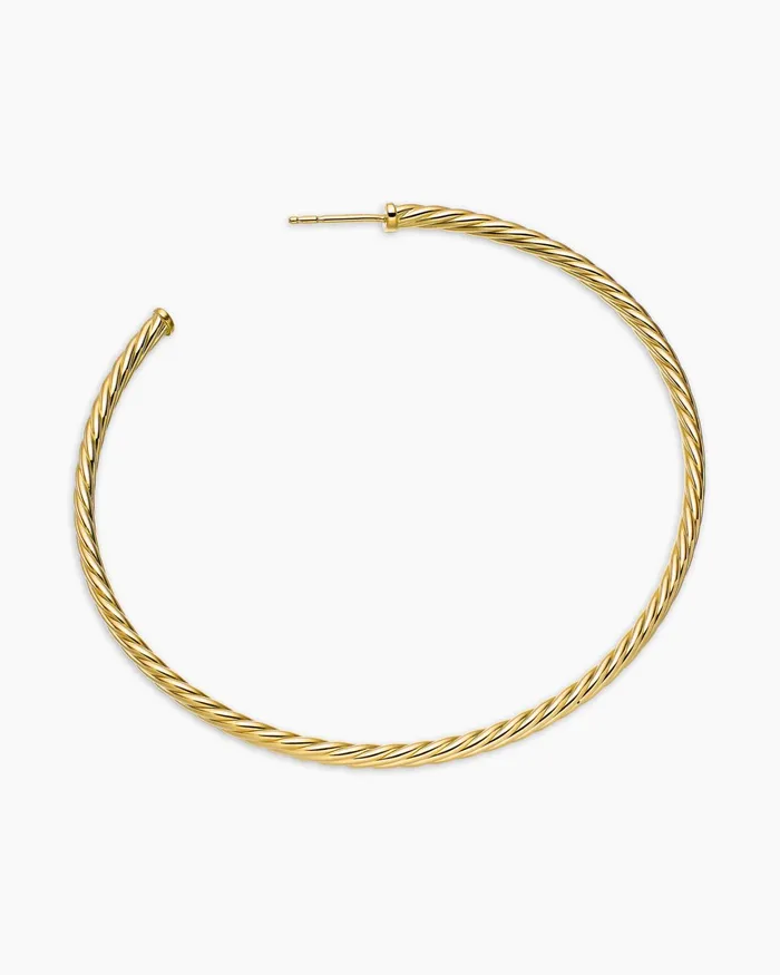 Sculpted Cable Hoop Earrings In 18K Yellow Gold 25in Women David Yurman Hoop Sculpted Cable Hoop Earrings In 18K Yellow Gold 25in Women David Yurman Hoop