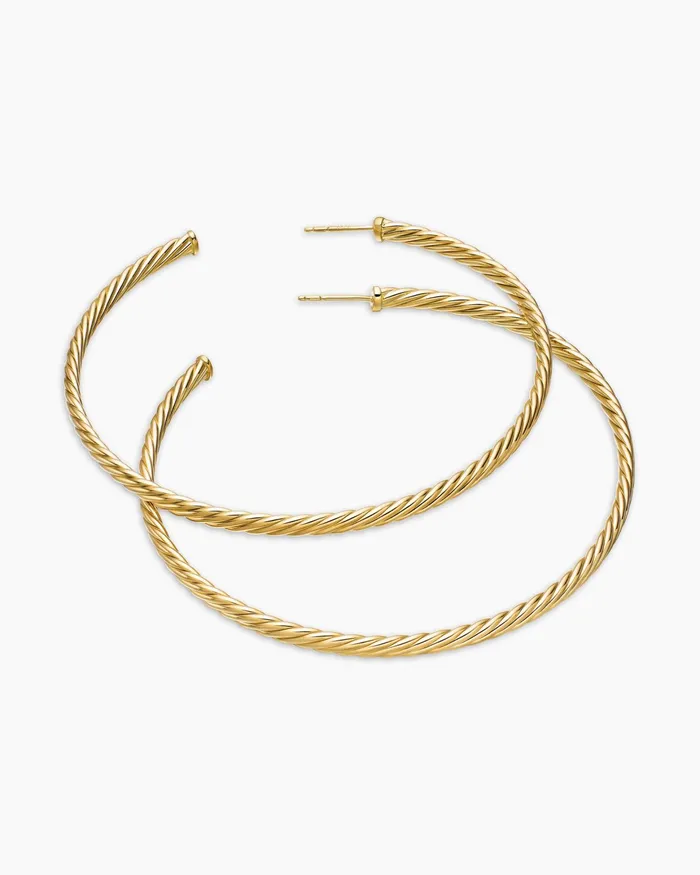 Sculpted Cable Hoop Earrings In 18K Yellow Gold 25in Women David Yurman Hoop Sculpted Cable Hoop Earrings In 18K Yellow Gold 25in Women David Yurman Hoop