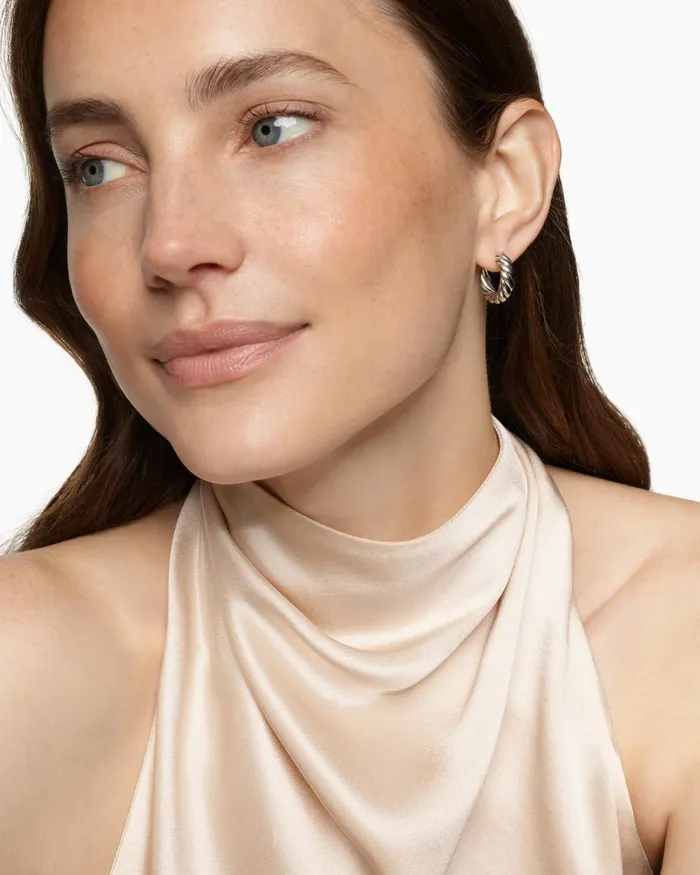 Sculpted Cable Hoop Earrings In Sterling Silver 186mm Women David Yurman Hoop Sculpted Cable Hoop Earrings In Sterling Silver 186mm Women David Yurman Hoop