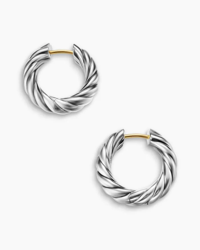 Sculpted Cable Hoop Earrings In Sterling Silver 186mm Women David Yurman Hoop Sculpted Cable Hoop Earrings In Sterling Silver 186mm Women David Yurman Hoop