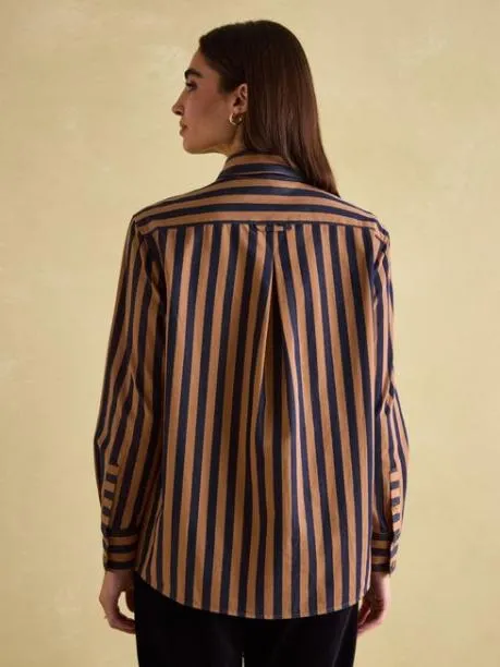 Shirts and Blouses Women Joules Navy and Tan Stripe Shirt