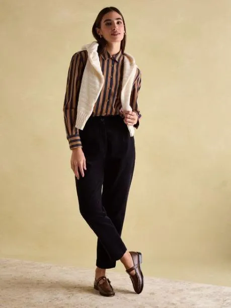 Shirts and Blouses Women Joules Navy and Tan Stripe Shirt