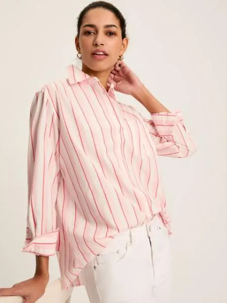 Shirts and Blouses Women Joules PinkWhite Cotton Shirt