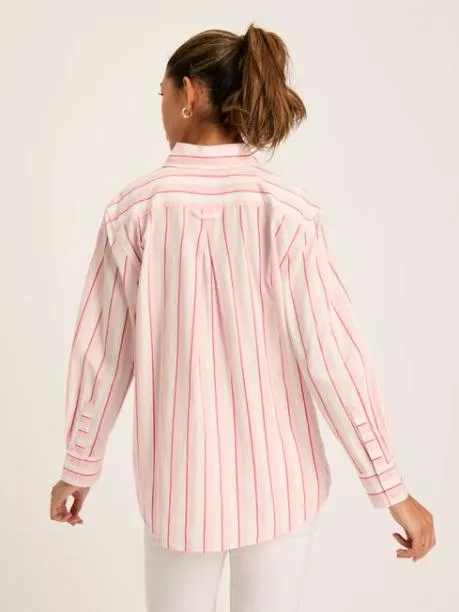 Shirts and Blouses Women Joules PinkWhite Cotton Shirt