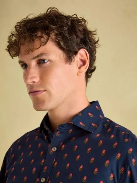 Shirts Men Joules Navy Ditsy Cotton Shirt
