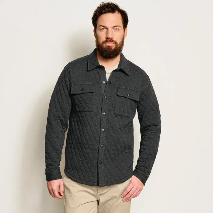 Shirts Men Orvis Outdoor Quilted Snap Shirt Jacket Black