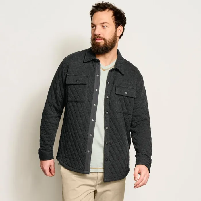 Shirts Men Orvis Outdoor Quilted Snap Shirt Jacket Black