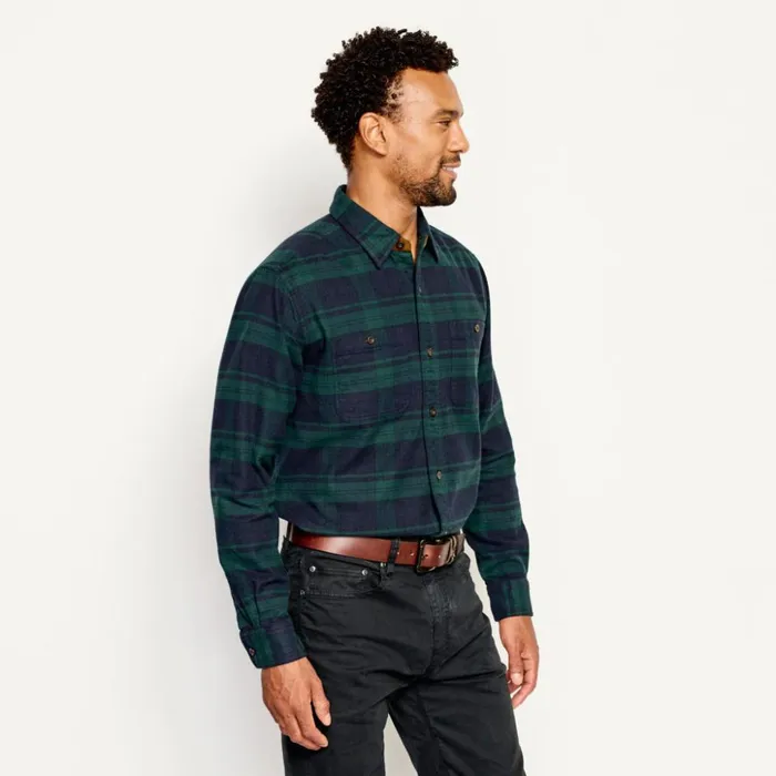 Shirts Men Orvis Perfect Flannel Tartan LongSleeved Shirt Hunter