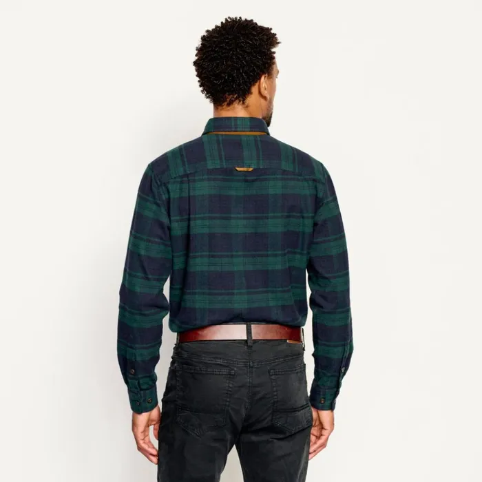 Shirts Men Orvis Perfect Flannel Tartan LongSleeved Shirt Hunter