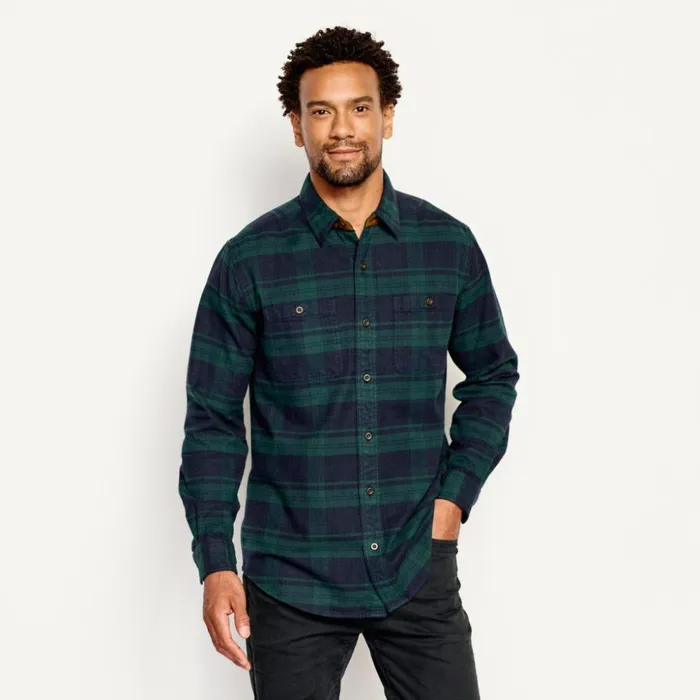 Shirts Men Orvis Perfect Flannel Tartan LongSleeved Shirt Hunter