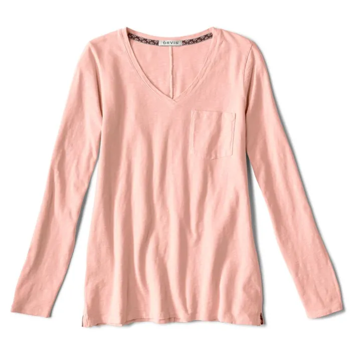 Shirts Women Orvis Canyon VNeck LongSleeved Tee Pale Clay