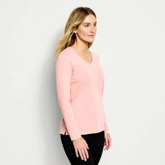 Shirts Women Orvis Canyon VNeck LongSleeved Tee Pale Clay