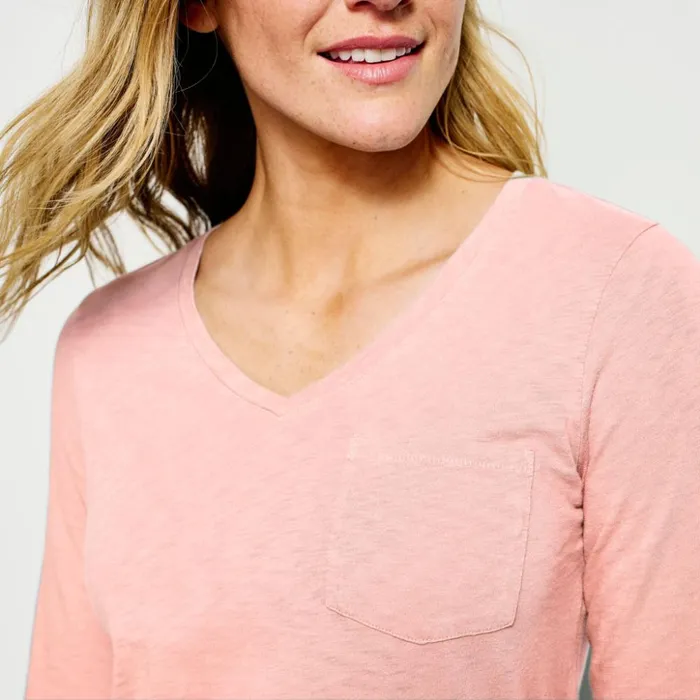 Shirts Women Orvis Canyon VNeck LongSleeved Tee Pale Clay