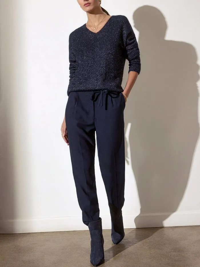Shop Brochu Walker Bottoms The Dion Pleat Front Pant Baltic Navy