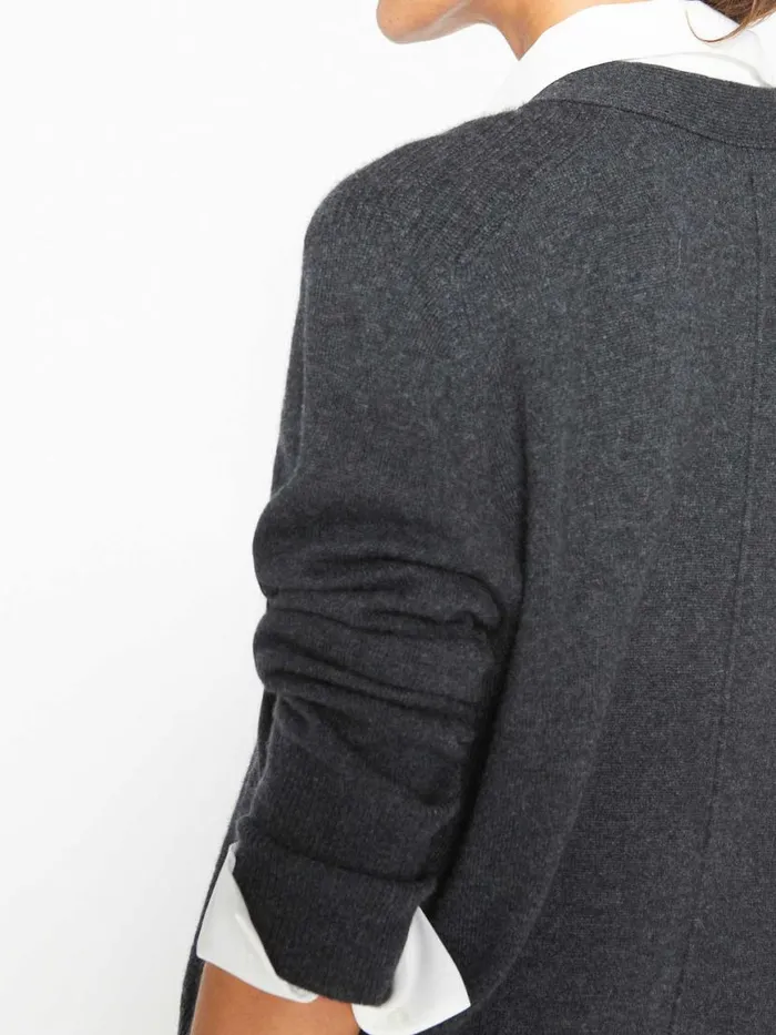 Shop Brochu Walker Cardigans The Callie Layered Looker Cardigan Dark Charcoal Melange With White Underlayer