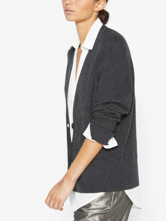 Shop Brochu Walker Cardigans The Callie Layered Looker Cardigan Dark Charcoal Melange With White Underlayer
