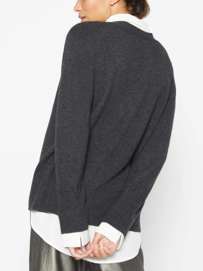Shop Brochu Walker Cardigans The Callie Layered Looker Cardigan Dark Charcoal Melange With White Underlayer