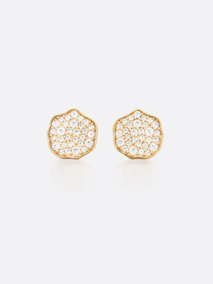 Shop Brochu Walker Fine Jewelry Petite Fleur Pav Diamond Mini Stud Earrings Yellow Gold With Diamonds